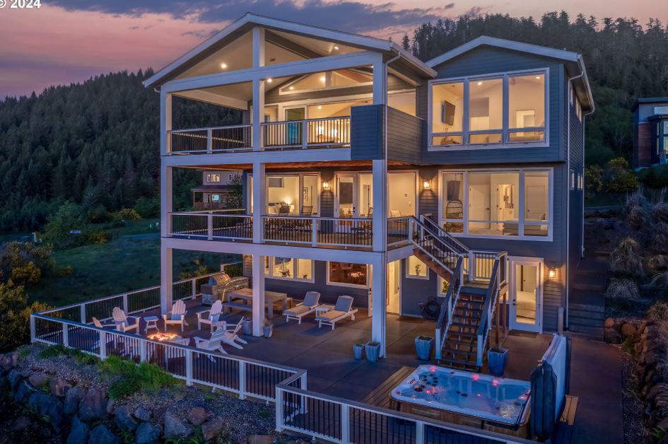 Nestled Atop a Ridge Overlooking the Majestic Pacific Ocean. 