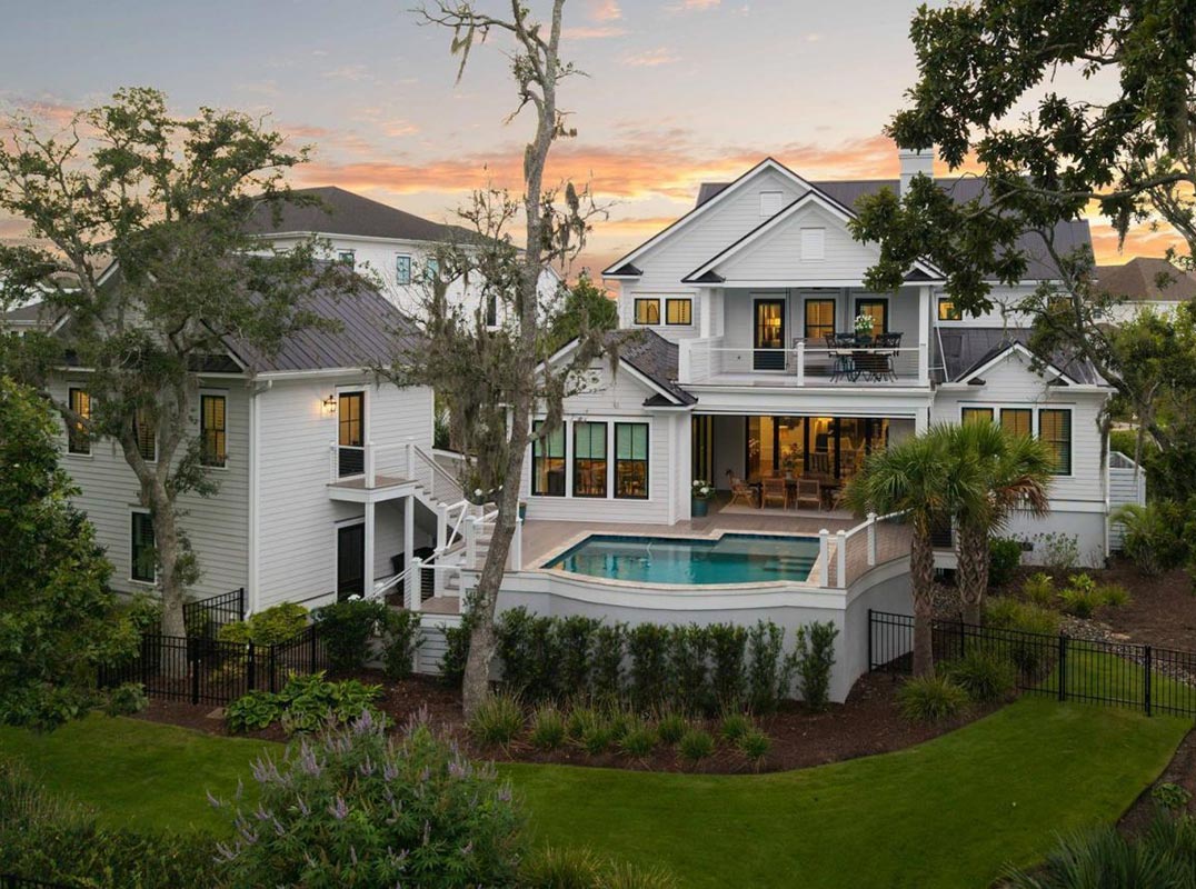 Enjoy Spectacular Daniel Island Golf Course Views from Multilevel Porches