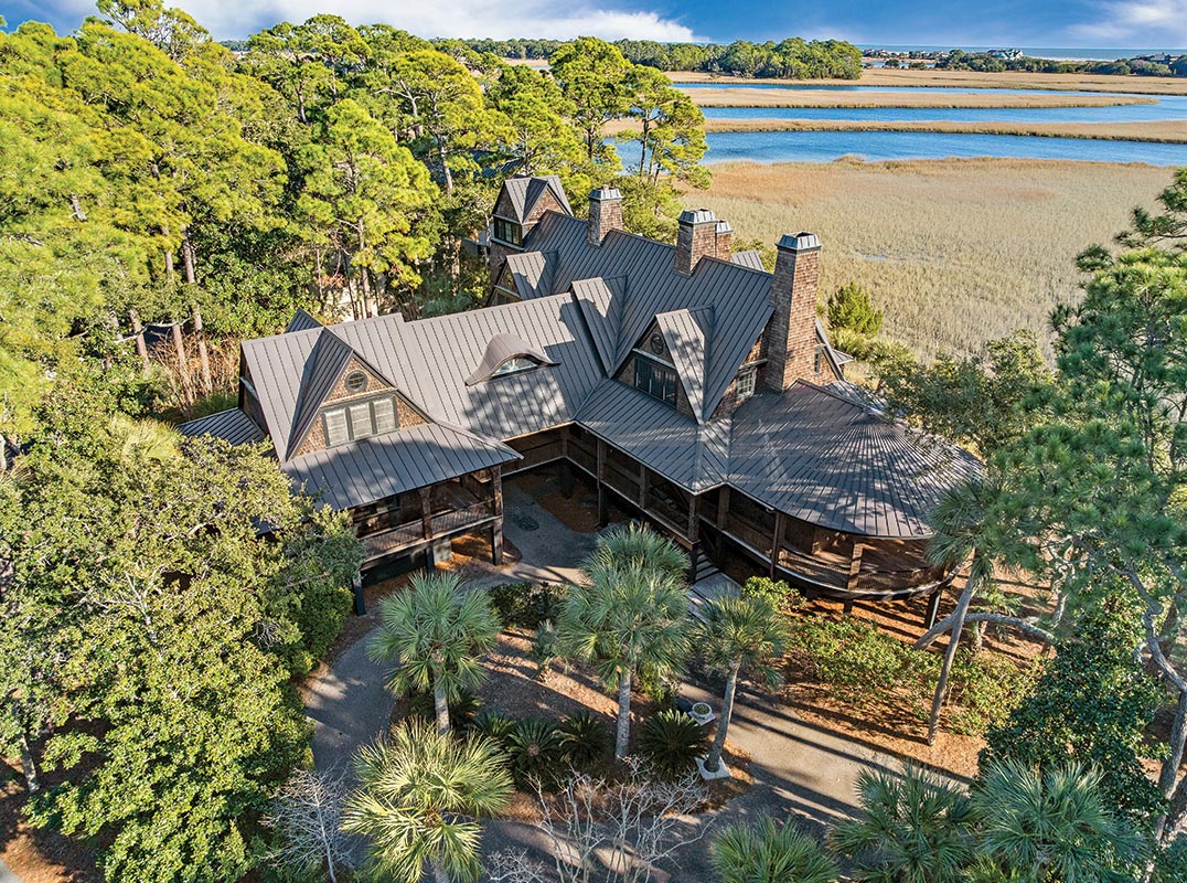 Architecturally Distinct Marsh front Estate on Double Lot