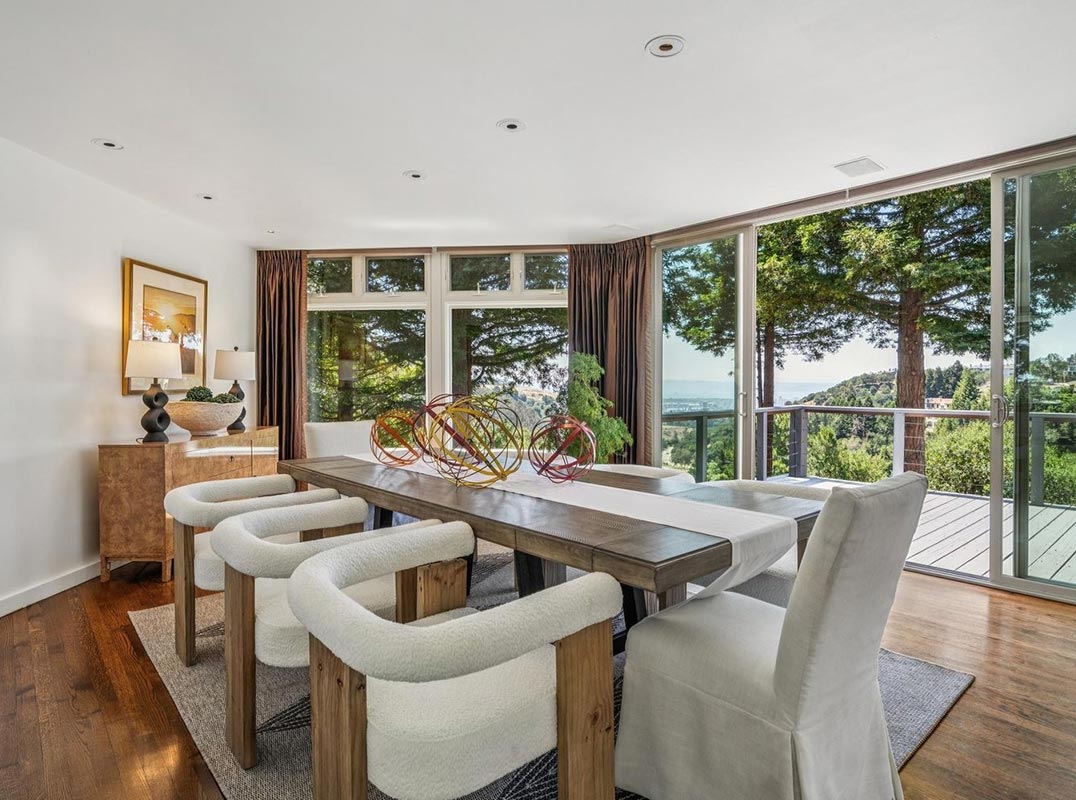 Architecture Serves As A Frame For The Shimmering San Francisco Skyline And The Bay